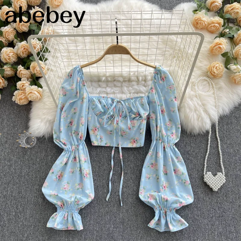 Sweet French Floral Blouse Women Fashion Korean Square Collar Long Sleeve Slim Top Autumn Bohemian Print Short Blouses
Sweet French Floral Blouse Women Fashion Korean Square Collar Long Sleeve Slim Top Autumn Bohemian Print Short Blouses
