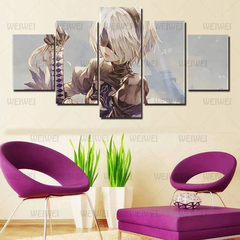 Modern Style Murals Canvas Painting Bed Home Decoration Prints 5 Pieces Game 2B Mechanical Girl Living Room Wall Mural
Modern Style Murals Canvas Painting Bed Home Decoration Prints 5 Pieces Game 2B Mechanical Girl Living Room Wall Mural