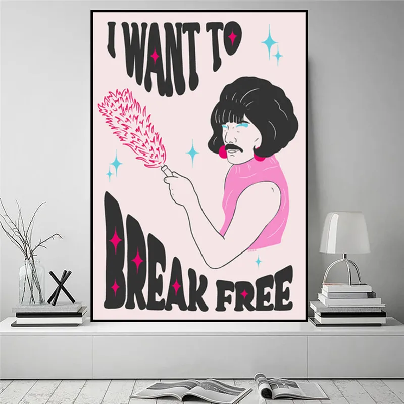 Queen Music Album Rock Music Star Poster Print I Want To Break Free Prints Black and Pink Canvas Wall Art Painting Room Decor 
Queen Music Album Rock Music Star Poster Print I Want To Break Free Prints Black and Pink Canvas Wall Art Painting Room Decor