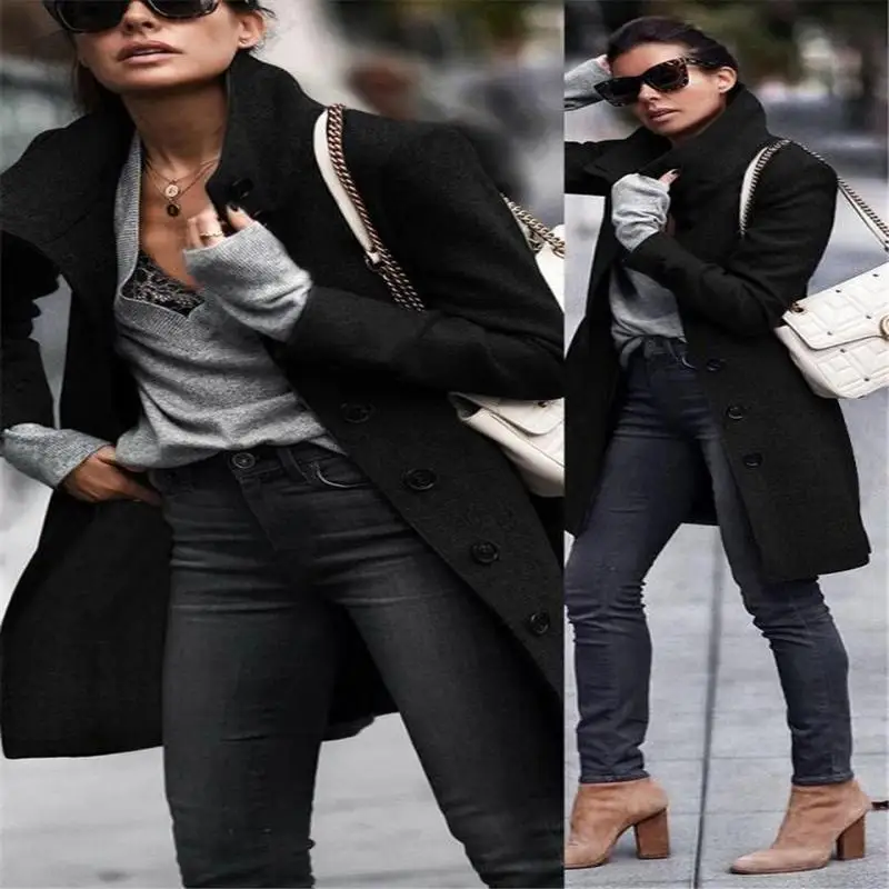 Europe 2021 express and America women's autumn and winter new button long woolen coat
Europe 2021 express and America women's autumn and winter new button long woolen coat