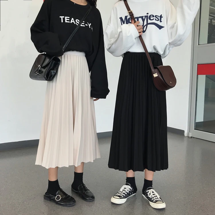Фото Корейская однотонная женская плиссированная юбка женские юбки в - купить