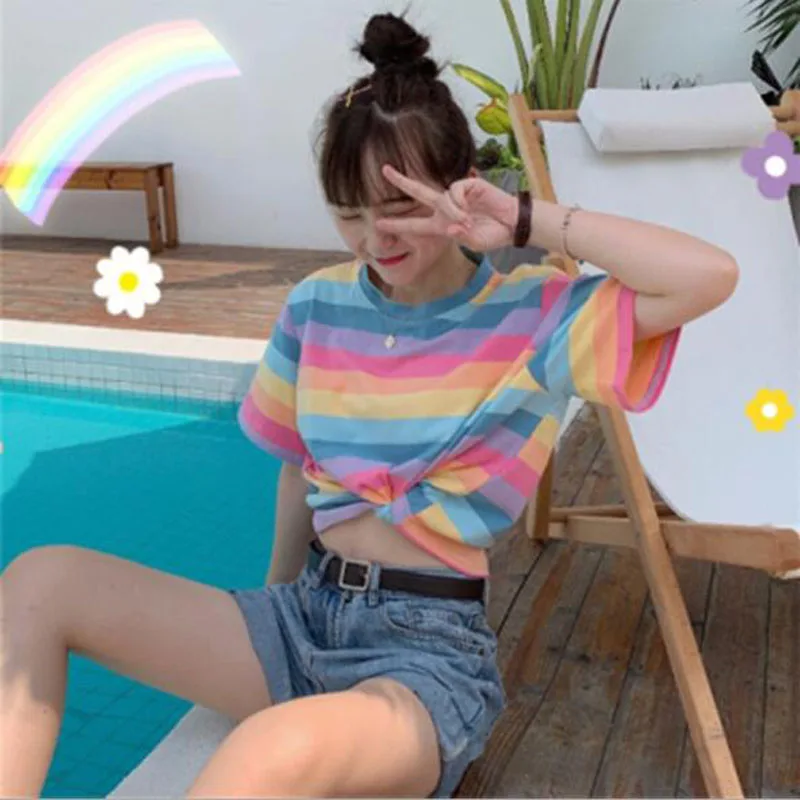 Hot Selling T shirt Women Fashion Striped Color Short Sleeve Round Neck Woman T-shirts Casual Slim Fit Tshirt Women
Hot Selling T shirt Women Fashion Striped Color Short Sleeve Round Neck Woman T-shirts Casual Slim Fit Tshirt Women