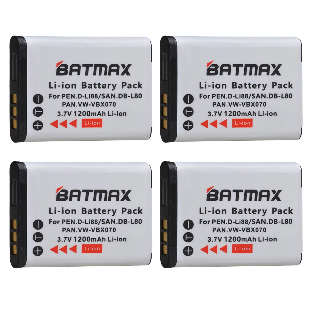 Аккумулятор Batmax D-Li88 DB-L80 VW-VBX070 для Sanyo VPC-CG10 VPC-CG20 PENTAX VPC-CG88 CG100 P70 | Электроника