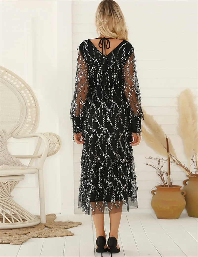 Raisevern Mesh Lace Dress for Women Party 2020 Elegant Tassel Sequins Dress Casual Evening Party Dress V Neck Vestidos Dropship
Raisevern Mesh Lace Dress for Women Party 2020 Elegant Tassel Sequins Dress Casual Evening Party Dress V Neck Vestidos Dropship