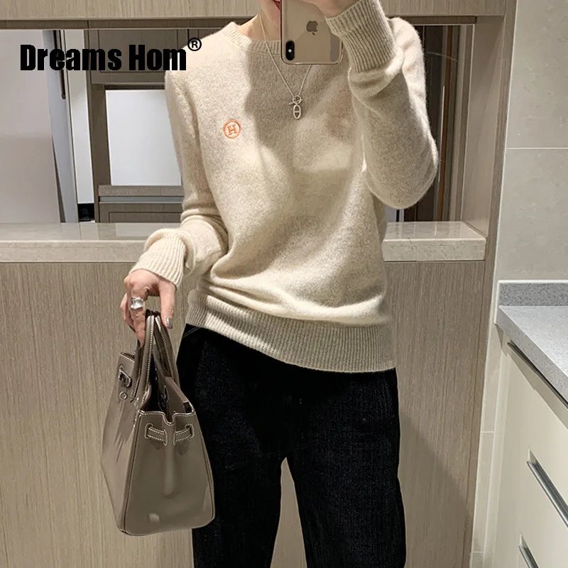 Женский кашемировый пуловер, повседневный теплый кашемировый свитер с круглым вырезом, Осень-зима 2021
Женский кашемировый пуловер, повседневный теплый кашемировый свитер с круглым вырезом, Осень-зима 2021