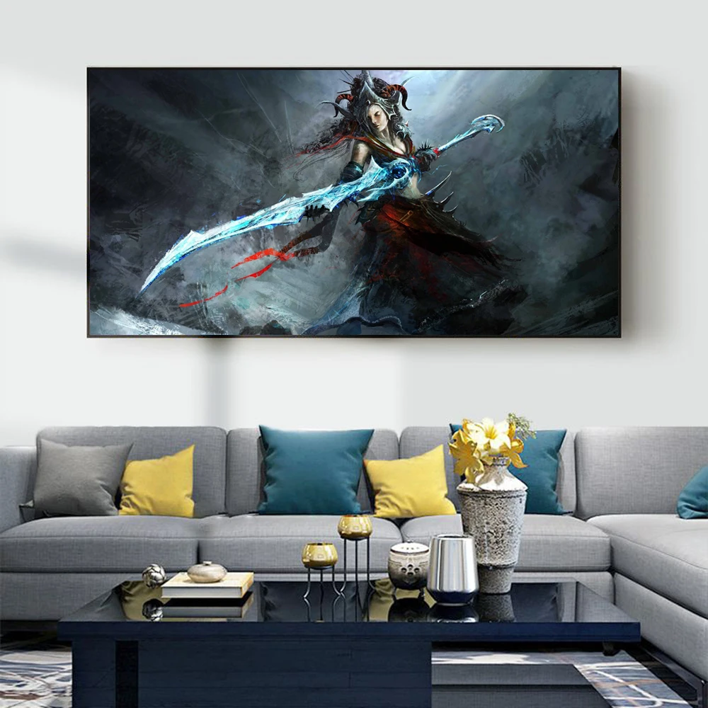 Animation abstract oil painting poster sword goddess art canvas painting living room corridor office home decoration mural
Animation abstract oil painting poster sword goddess art canvas painting living room corridor office home decoration mural