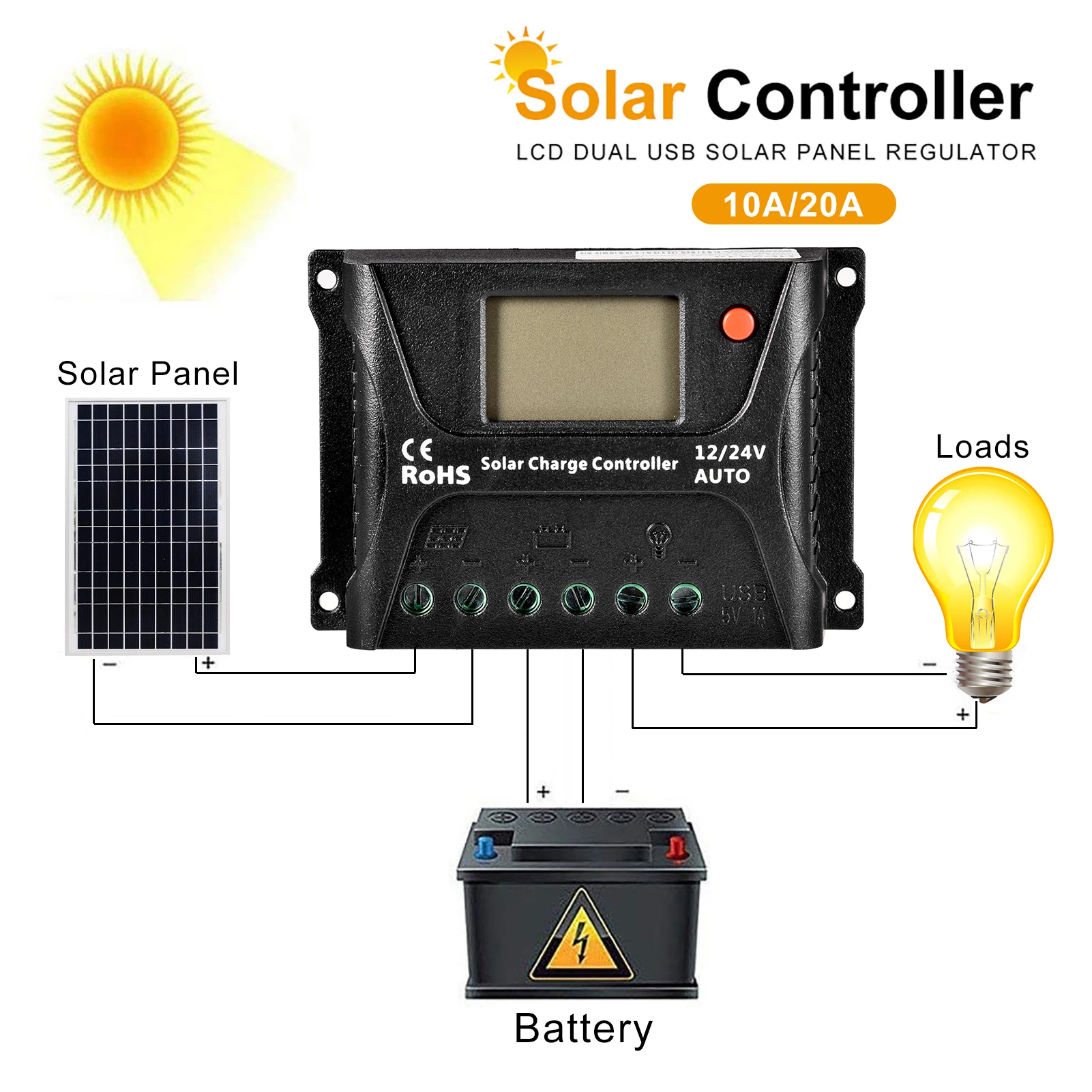 40A/30A/20A/10A Solar Charger Controller 12V 24V Auto PWM Controllers LCD Display 5V Dual USB Output Controller
40A/30A/20A/10A Solar Charger Controller 12V 24V Auto PWM Controllers LCD Display 5V Dual USB Output Controller