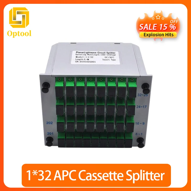 Волоконно-оптический сплиттер FTTH 1*32 SC/APC, 1x32 оптический ПЛК, сплиттер, кассета, карточная вставка, тип оптического ПЛК-сплиттера 
Волоконно-оптический сплиттер FTTH 1*32 SC/APC, 1x32 оптический ПЛК, сплиттер, кассета, карточная вставка, тип оптического ПЛК-сплиттера