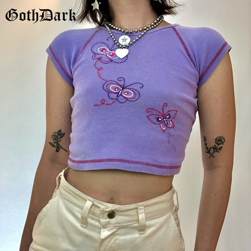 Goth Dark Pastel Gothic Indie Style T-Shirts E-Girl Kwaii Butterfly Embroidery Harajuku Crop Tops Women Summer Bodycon Baby Tees
Goth Dark Pastel Gothic Indie Style T-Shirts E-Girl Kwaii Butterfly Embroidery Harajuku Crop Tops Women Summer Bodycon Baby Tees