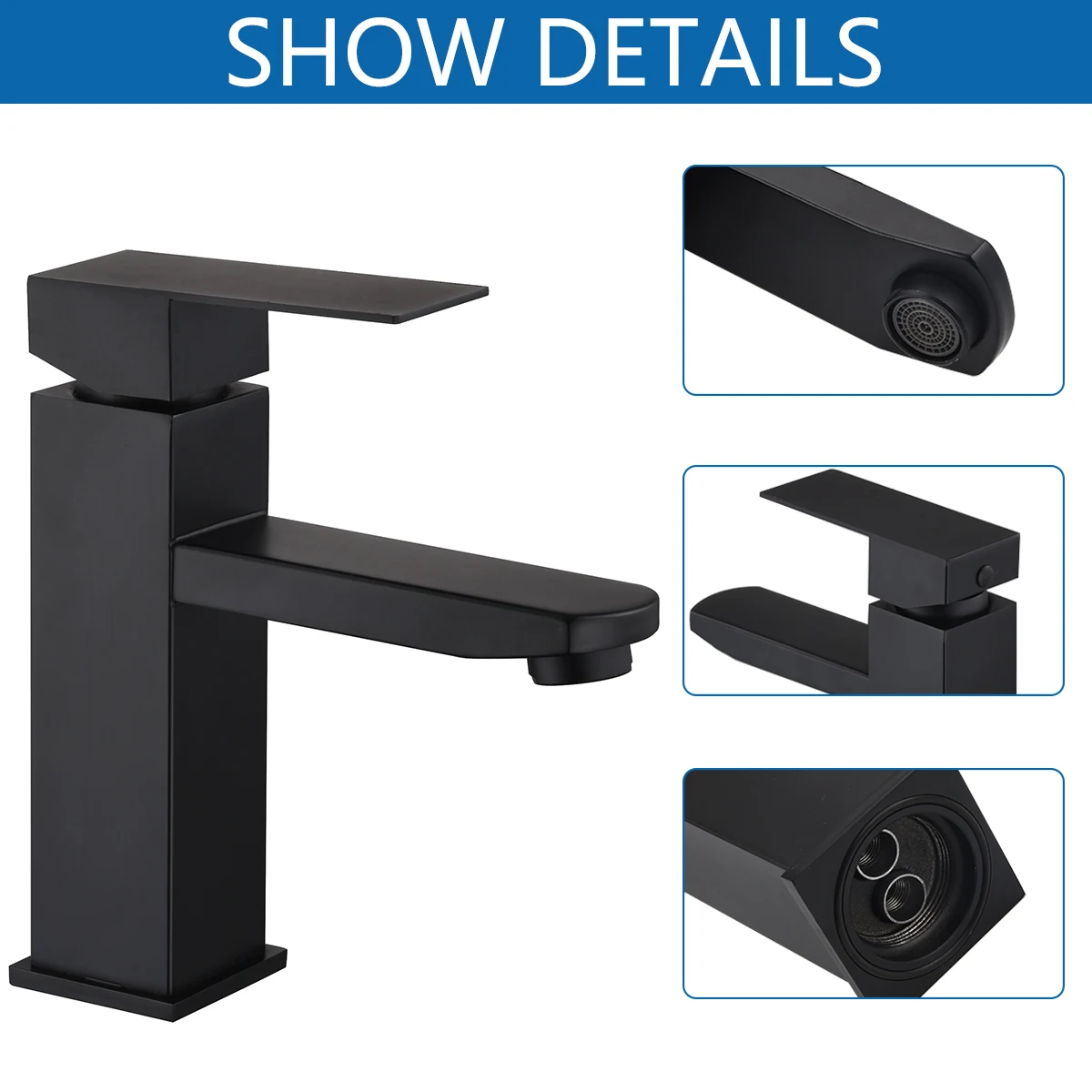 New Basin Sink Bathroom Faucet Deck Mounted Hot Cold Water Stainless Steel Mixer Taps Black/Chrome Lavatory ToiletTap | Обустройство