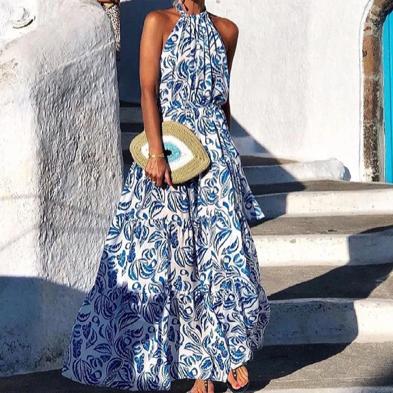 Summer Casual Vintage Print Women Long Dress Ladies Fashion Sexy Loose Beach Dress Elegant Halter Sleeveless Party Dress Vestido
Summer Casual Vintage Print Women Long Dress Ladies Fashion Sexy Loose Beach Dress Elegant Halter Sleeveless Party Dress Vestido