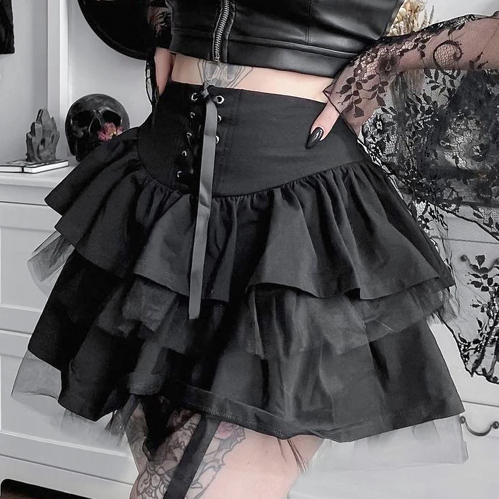 Women's New Autumn Skirt Dark Goth Punk Retro Style Cake Mesh Cascading Waist Lace Pleated Ruffled Solid Color A-line Skirts
Women's New Autumn Skirt Dark Goth Punk Retro Style Cake Mesh Cascading Waist Lace Pleated Ruffled Solid Color A-line Skirts