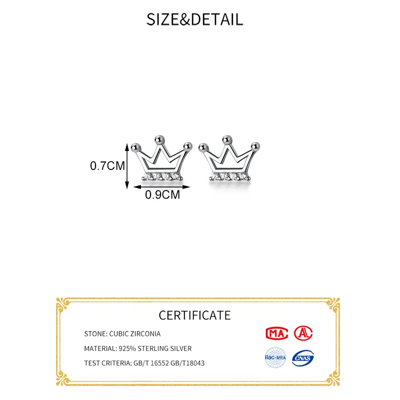 INZATT Real 925 Sterling Silver Zircon Hollow Crown Stud Earrings For Fashion Women Cute Fine Jewelry Minimalist Accessories
INZATT Real 925 Sterling Silver Zircon Hollow Crown Stud Earrings For Fashion Women Cute Fine Jewelry Minimalist Accessories