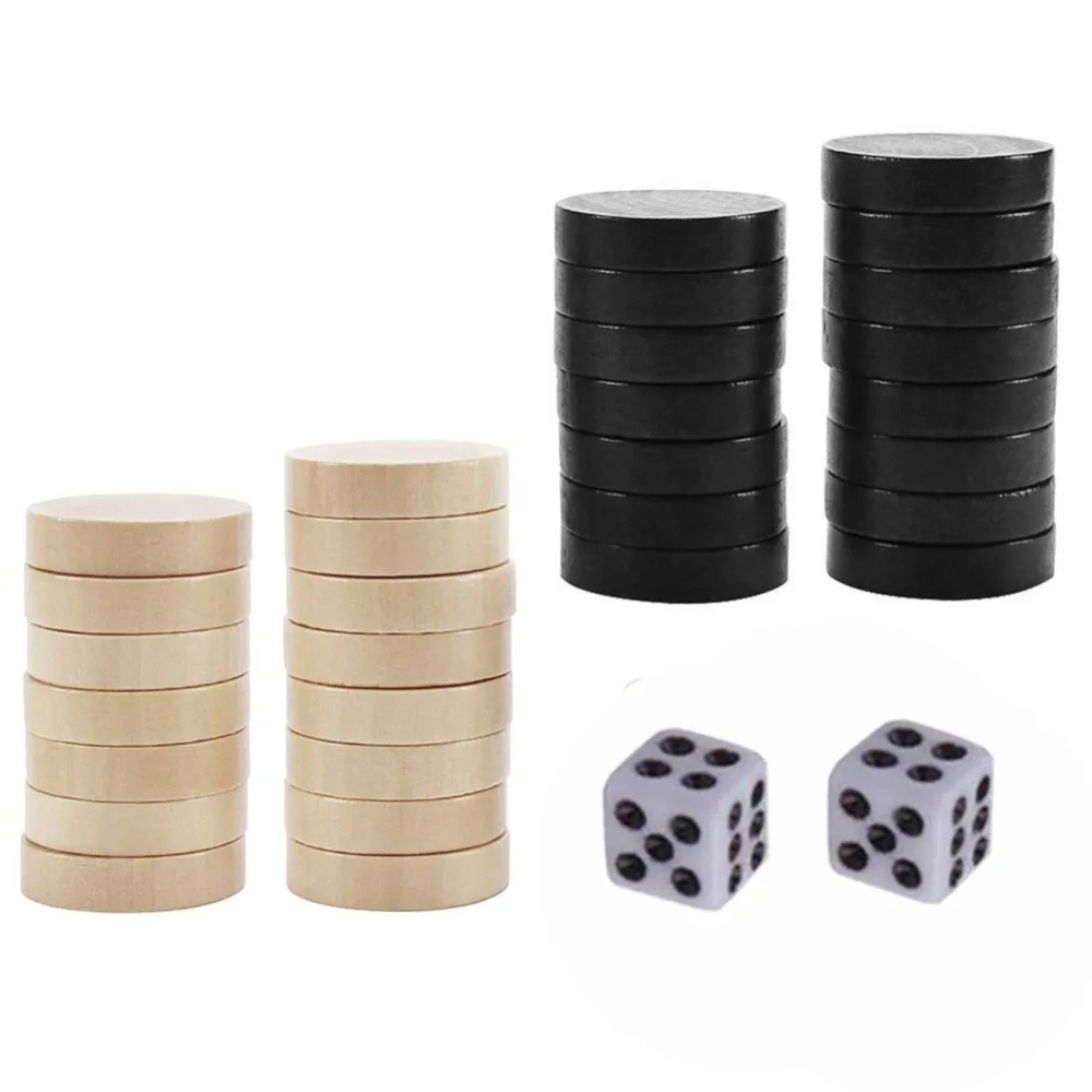 Wood Chess Backgammon 30 Pieces with 2 Dice Draughts Board Game Chess Piece for Kids Learning Chess Game Camping Entertainment 
Wood Chess Backgammon 30 Pieces with 2 Dice Draughts Board Game Chess Piece for Kids Learning Chess Game Camping Entertainment