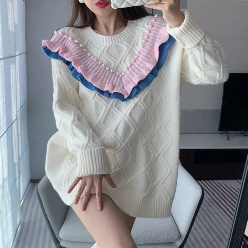Autumn And Winter 2021 new Plus velvet thick net yarn women's Pullover loose Korean base coat round neck sweater Thicken
Autumn And Winter 2021 new Plus velvet thick net yarn women's Pullover loose Korean base coat round neck sweater Thicken