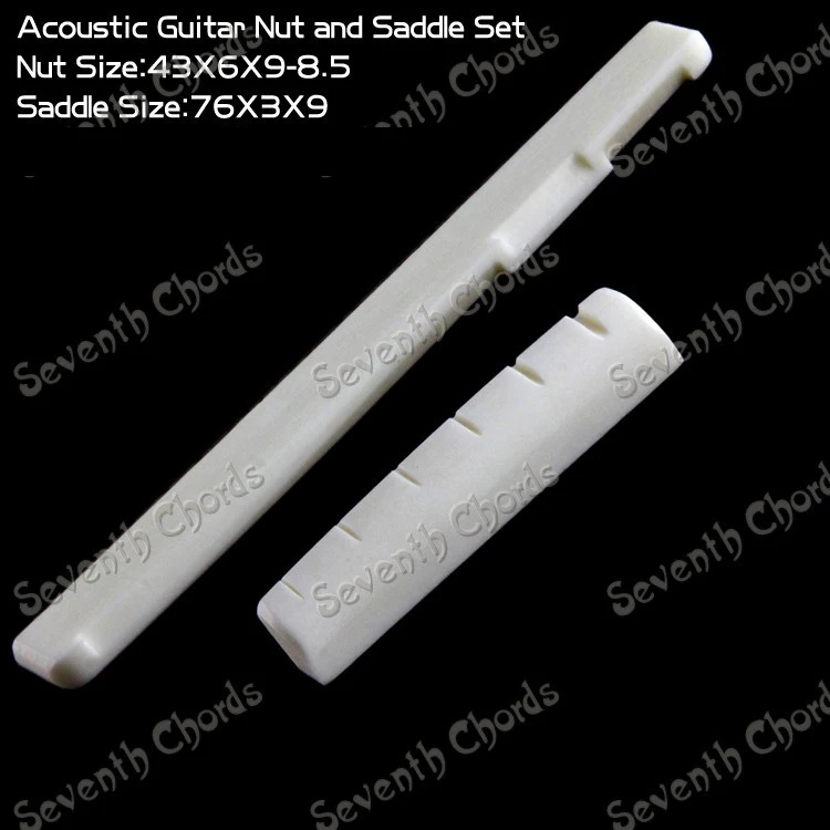 A Set Bone Acoustic Guitar Nut and Bridge Saddle set (Nut size 43x6x9-8.5mm / Bridge Size 76*3*9mm)
A Set Bone Acoustic Guitar Nut and Bridge Saddle set (Nut size 43x6x9-8.5mm / Bridge Size 76*3*9mm)