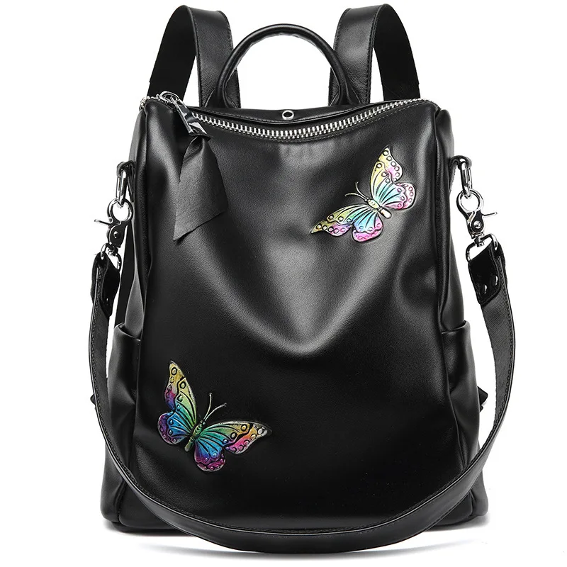2020 newest fashion Genuine Leather Shoulder female Bag Women's trendy Butterfly printed black Backpack large capacity backpack
2020 newest fashion Genuine Leather Shoulder female Bag Women's trendy Butterfly printed black Backpack large capacity backpack