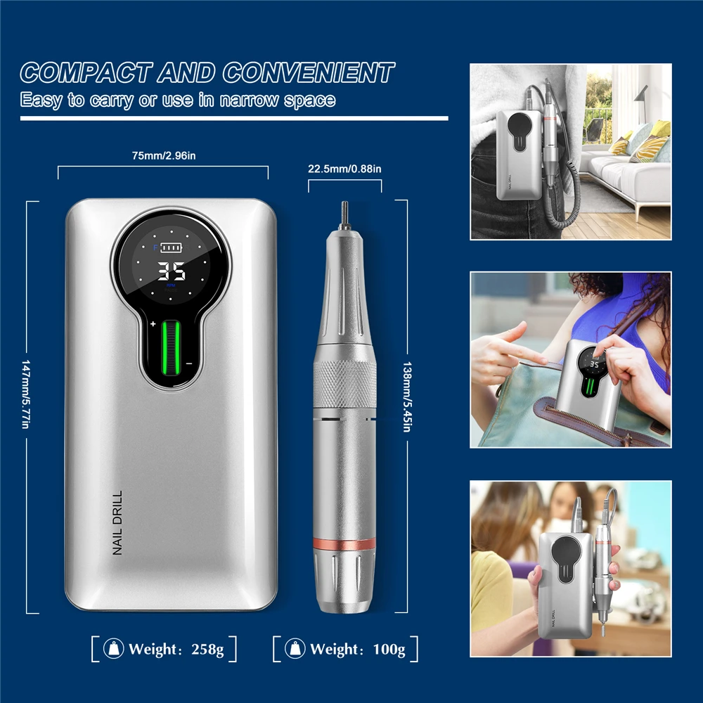 35000 RPM Electric Nail Drill Machine Mill Cutter Sets For Manicure Nail Tips Manicure Electric Nail Pedicure File Nail Art Tool
35000 RPM Electric Nail Drill Machine Mill Cutter Sets For Manicure Nail Tips Manicure Electric Nail Pedicure File Nail Art Tool