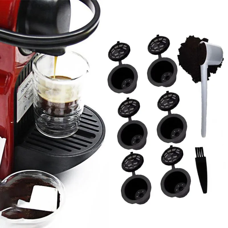 6pcs Reusable Refillable Coffee Capsule Pods+1pc Spoon+1pc Brush For Nespresso Coffeeware Sets Kitchen Tools Accessories
6pcs Reusable Refillable Coffee Capsule Pods+1pc Spoon+1pc Brush For Nespresso Coffeeware Sets Kitchen Tools Accessories