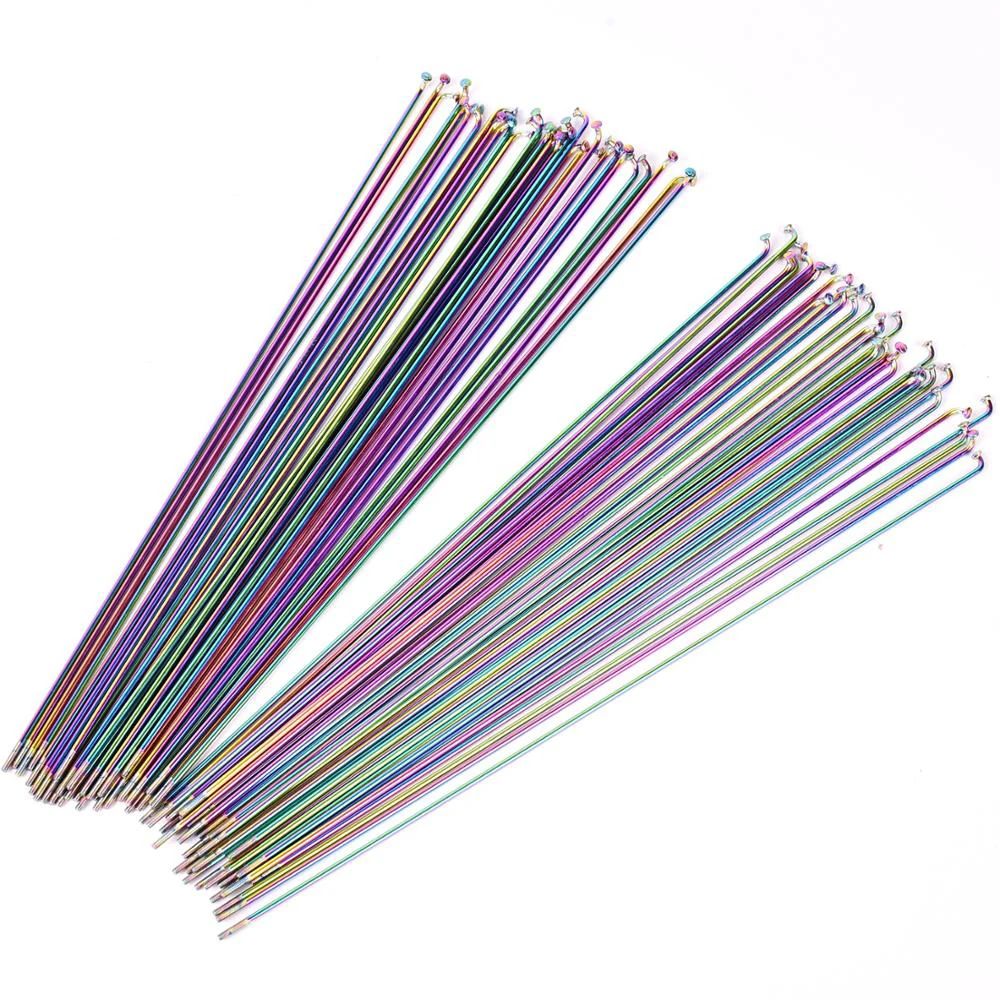 

Bicycle Spoke Wire Vacuum Pating Rainbow 26 27.5 29 Inch Mountain / Road Bike 304 Stainless Steel 14G 259/261/271/273/291/293MM