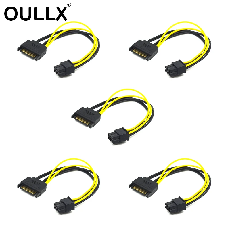 

5PCS 20CM SATA to 6pin Graphics Card Power Cable SATA 15pin to 6pin PCIe PCI-e PCI Express Adapter Power Supply for Miner Mining