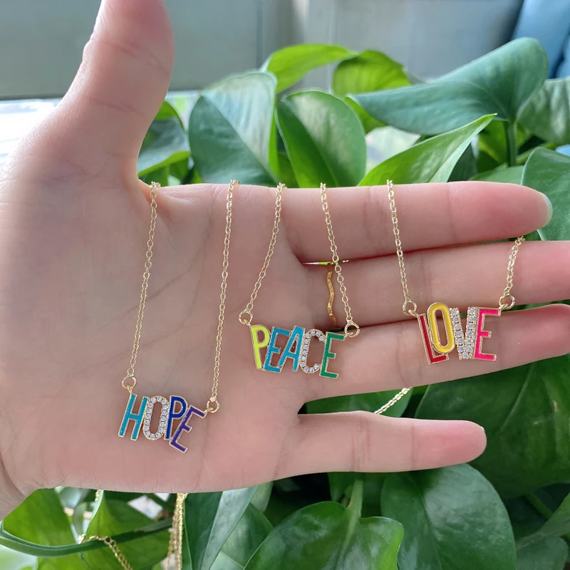 5Pcs/ Lot Custom Handmade Fashion Style Plated Enamel Hope Peace Love Necklace Jewelry
5Pcs/ Lot Custom Handmade Fashion Style Plated Enamel Hope Peace Love Necklace Jewelry