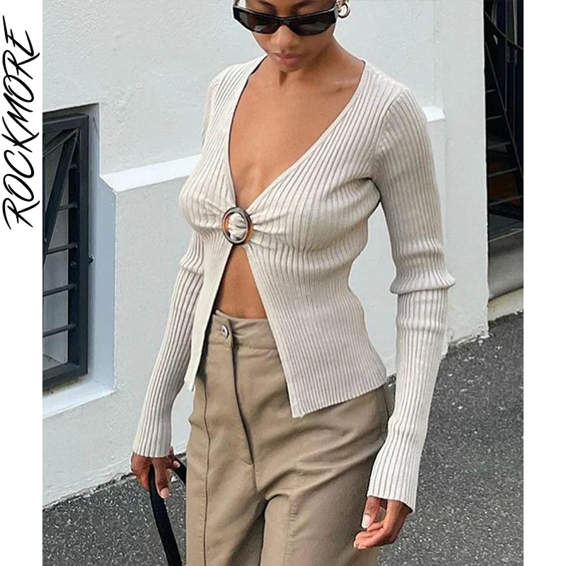 Rockmore Sexy Ring V Neck T-Shirt Women Streetwear Long Sleeve Split Tops Autumn Chic Knitted Tee Shirt Ladies Slim Solid Clothe
Rockmore Sexy Ring V Neck T-Shirt Women Streetwear Long Sleeve Split Tops Autumn Chic Knitted Tee Shirt Ladies Slim Solid Clothe