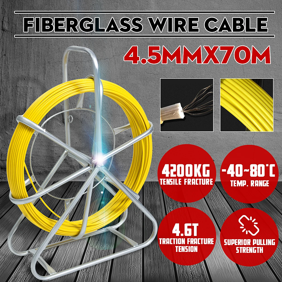 4.5mm 70M Fiberglass Wire Cable Running Rod Snakes Fish Rodder Puller Flexi Lead Electric Fiberglass Wire Cable Running Rod New
4.5mm 70M Fiberglass Wire Cable Running Rod Snakes Fish Rodder Puller Flexi Lead Electric Fiberglass Wire Cable Running Rod New