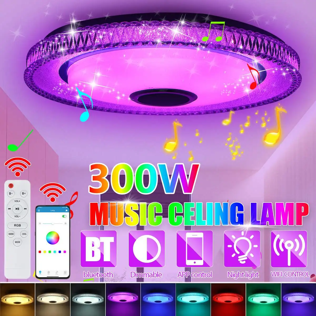 Светодиодный потолочный светильник AC85-265V 300W Smart Music s RGB с регулируемой яркостью, дистанционным управлением через приложение, bluetooth-динамиком...
Светодиодный потолочный светильник AC85-265V 300W Smart Music s RGB с регулируемой яркостью, дистанционным управлением через приложение, bluetooth-динамиком...