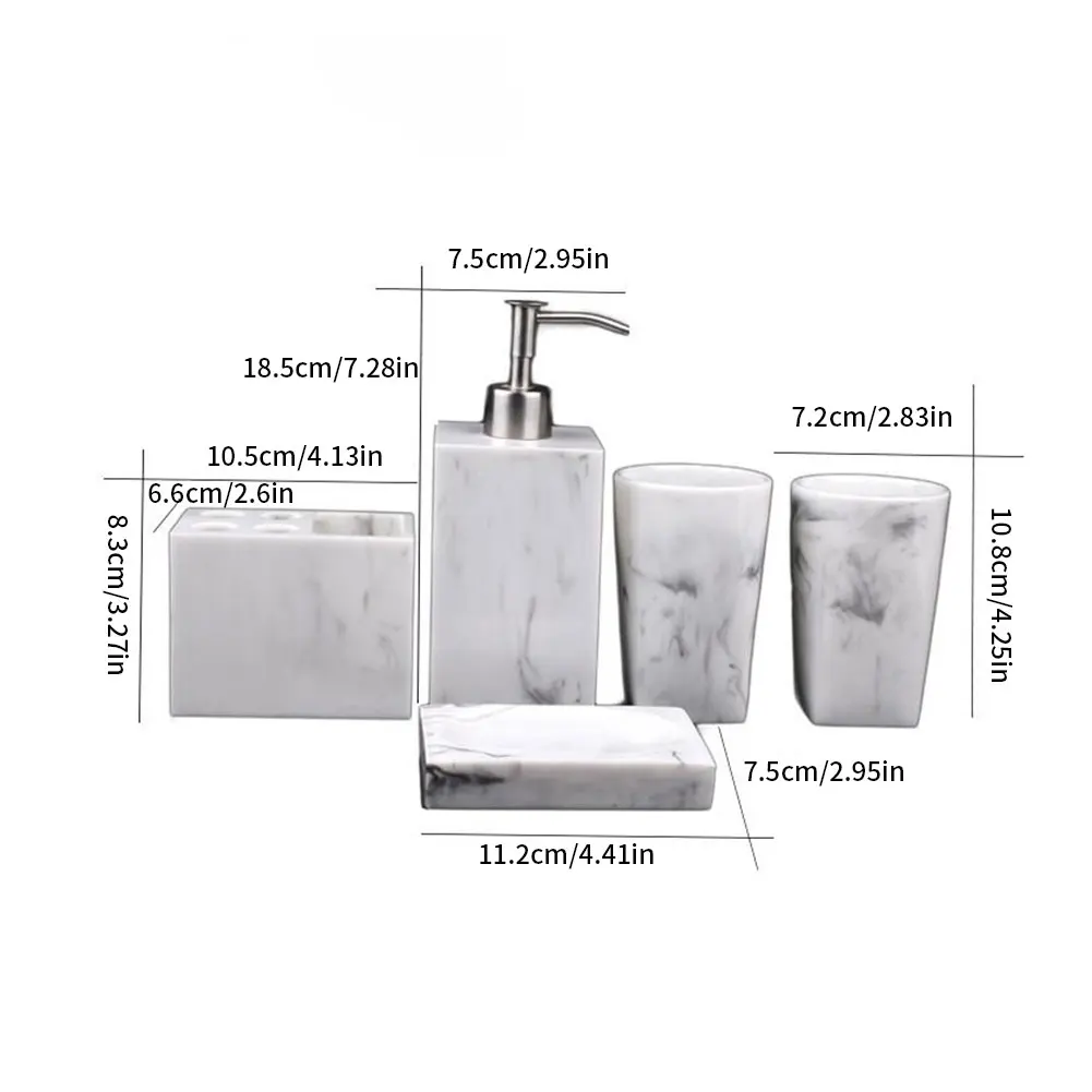 5PCS Bathroom Accessories Set Resin Soap Dispenser Toothbrush Holder Restroom Decor White Resin Bathroom Sink Accessory Set
5PCS Bathroom Accessories Set Resin Soap Dispenser Toothbrush Holder Restroom Decor White Resin Bathroom Sink Accessory Set