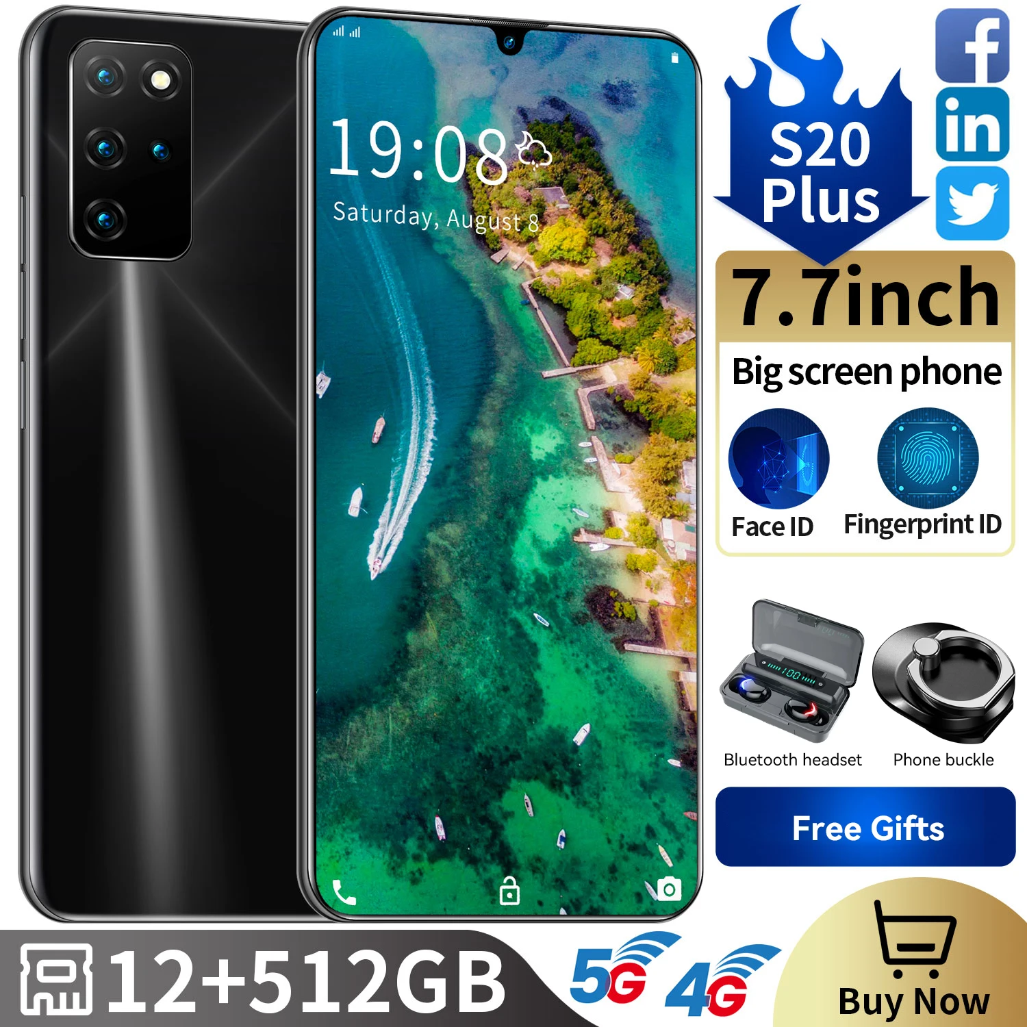 S20 Plus MateGlobal Version Smartphone 7.7 Inch Unlock Phone4G 5G Cellphone Android 10.0 16MP+32MP 12GB+512GB Mobile Phones
S20 Plus MateGlobal Version Smartphone 7.7 Inch Unlock Phone4G 5G Cellphone Android 10.0 16MP+32MP 12GB+512GB Mobile Phones