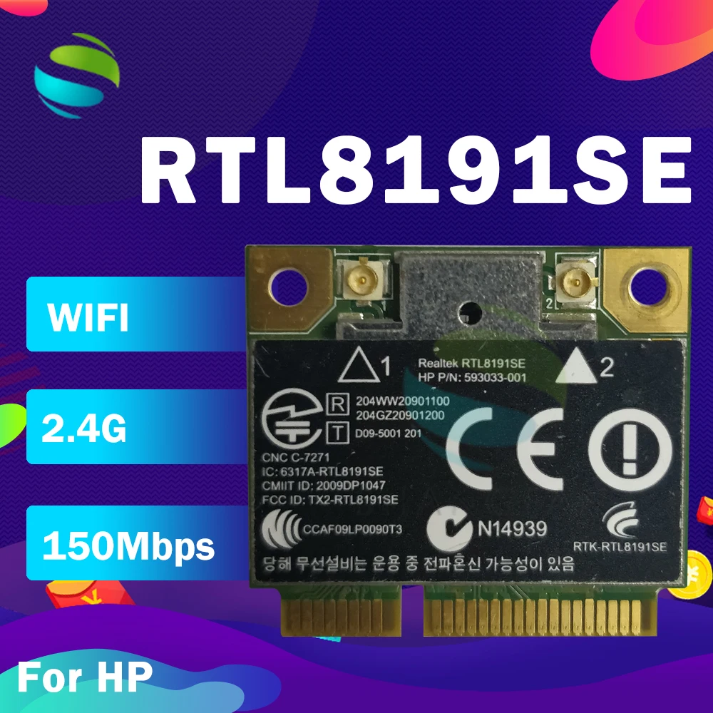 Realtek RTL8191SE RTL8191 Half Mini PCIe беспроводная Wi Fi WLAN карта SPS:593533 001 для HP CQ42 G42 G62 G72 4520S|wifi wlan