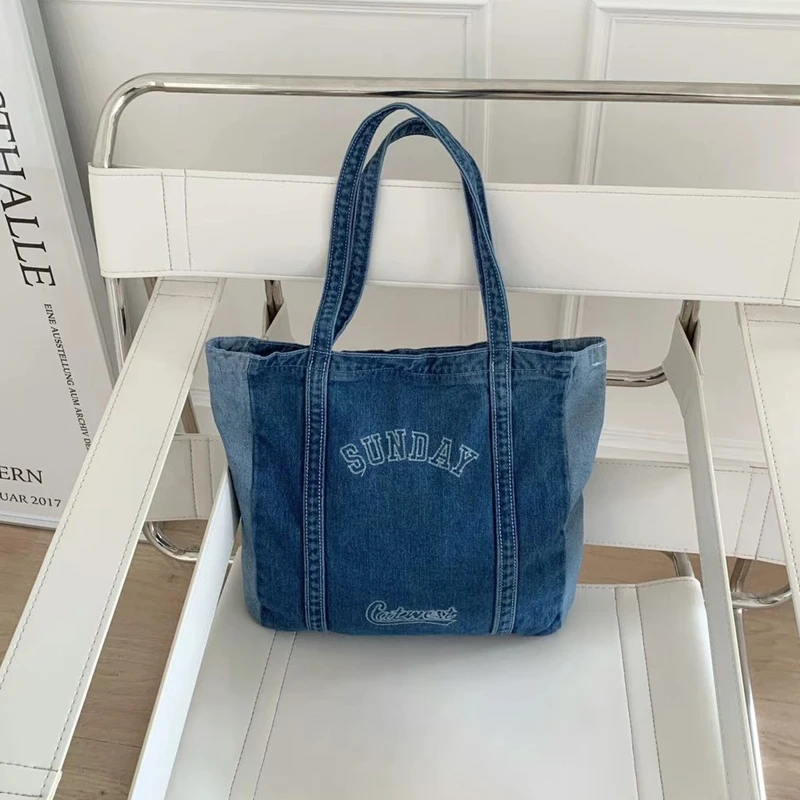 2021 Jeans Zipper Women Handbags Large Capacity Middle Female Shoulder Bag For Woman Chic Denim Letter Youth Tote Bag Whole Sale
2021 Jeans Zipper Women Handbags Large Capacity Middle Female Shoulder Bag For Woman Chic Denim Letter Youth Tote Bag Whole Sale