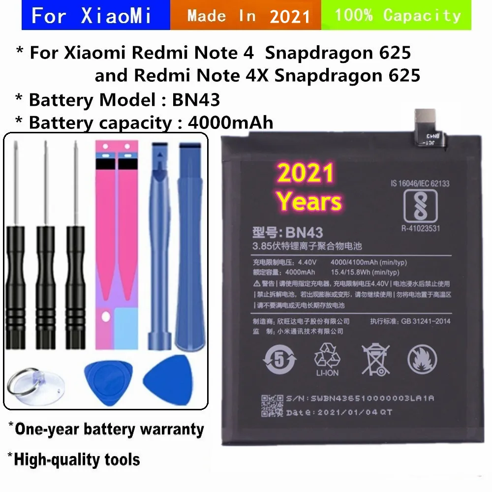 2021 лет мобильный телефон аккумулятор 4000 мА/ч, BN43 для Xiaomi Redmi Примечание 4X / Note 4 global Snapdragon 625 телефон сменный аккумулятор
2021 лет мобильный телефон аккумулятор 4000 мА/ч, BN43 для Xiaomi Redmi Примечание 4X / Note 4 global Snapdragon 625 телефон сменный аккумулятор
