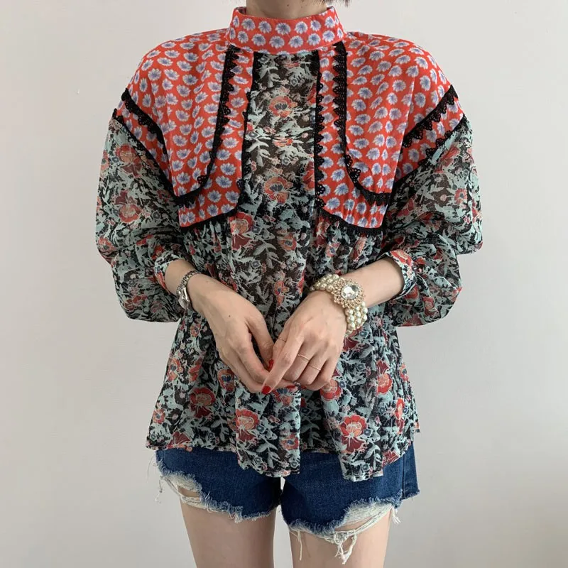 SuperAen Retro Floral Print Stand Lace Patchwork Loose All Match Lantern Sleeve Shirts Women Tops
SuperAen Retro Floral Print Stand Lace Patchwork Loose All Match Lantern Sleeve Shirts Women Tops
