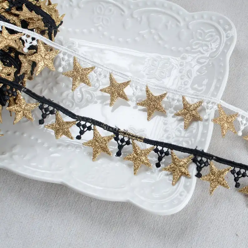 Gorgeous Gold 3D Star Lace Trim, Fringe Tassel Lace, Venice Lace Trim, Water Soluble Lace Ribbon By Yard
Gorgeous Gold 3D Star Lace Trim, Fringe Tassel Lace, Venice Lace Trim, Water Soluble Lace Ribbon By Yard