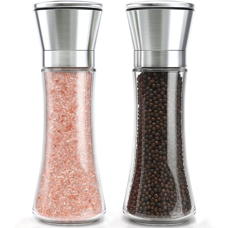 2PCS Premium Stainless Steel Salt and Pepper Grinder Shakers Glass Body Spice Salt And Pepper Mill with Adjustable Ceramic Rotor
2PCS Premium Stainless Steel Salt and Pepper Grinder Shakers Glass Body Spice Salt And Pepper Mill with Adjustable Ceramic Rotor