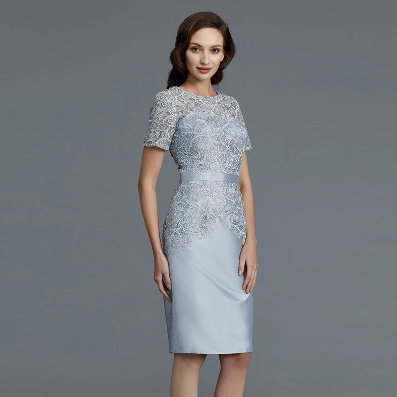 Silver Mother Of The Bride Dresses Sheath Short Sleeves Knee Length Lace Plus Size Short Groom Mother Dresses For Weddings
Silver Mother Of The Bride Dresses Sheath Short Sleeves Knee Length Lace Plus Size Short Groom Mother Dresses For Weddings