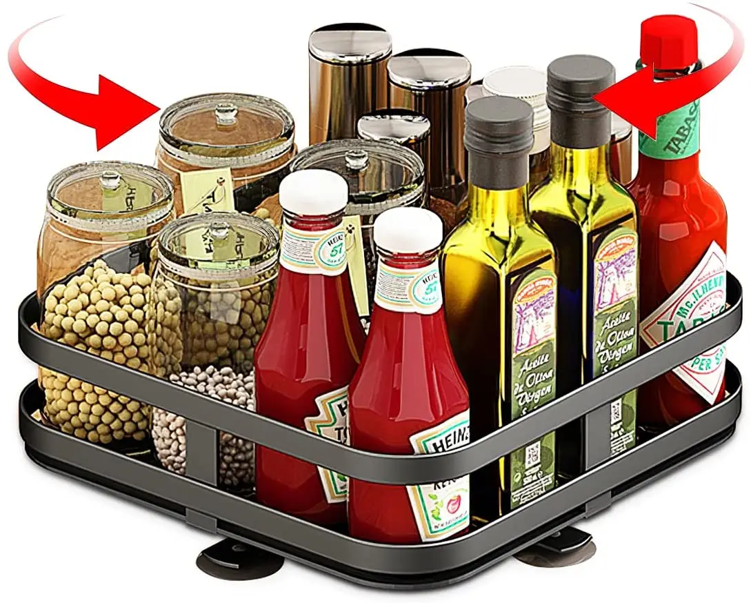 Kitchen Accessories Organizer 1 Tier Black 360 Degree Rotatable Spice Rack Steel Kitchen Shelf Organizer for Jars Cans Bottles
Kitchen Accessories Organizer 1 Tier Black 360 Degree Rotatable Spice Rack Steel Kitchen Shelf Organizer for Jars Cans Bottles