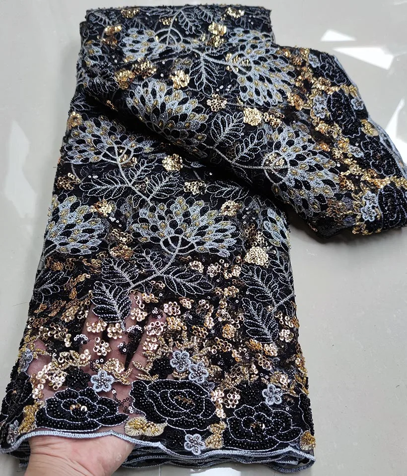 New Soft High Quality Embroidery African Guipure Lace Shiny Sequins French Tulle Net Lace Fabric Nigerian With Beads Lace Fabric
New Soft High Quality Embroidery African Guipure Lace Shiny Sequins French Tulle Net Lace Fabric Nigerian With Beads Lace Fabric