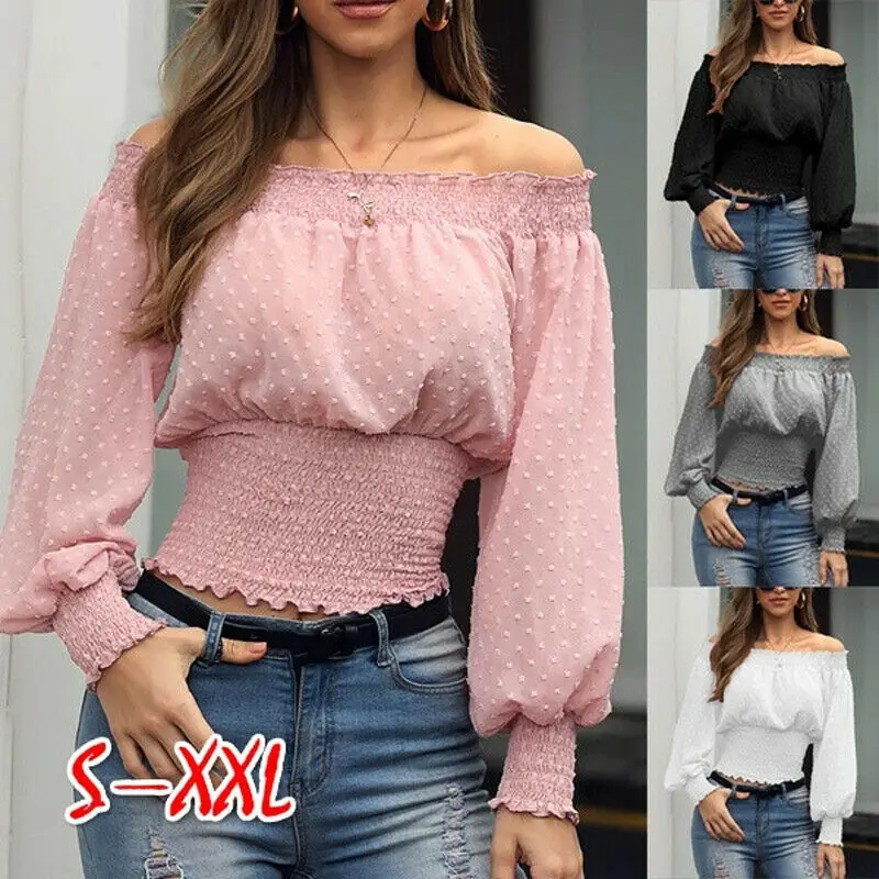 Fashion Women Casual Long Sleeve Chiffon Shirt Crop Tops Off Shoulder Summer Blouse Shirt
Fashion Women Casual Long Sleeve Chiffon Shirt Crop Tops Off Shoulder Summer Blouse Shirt