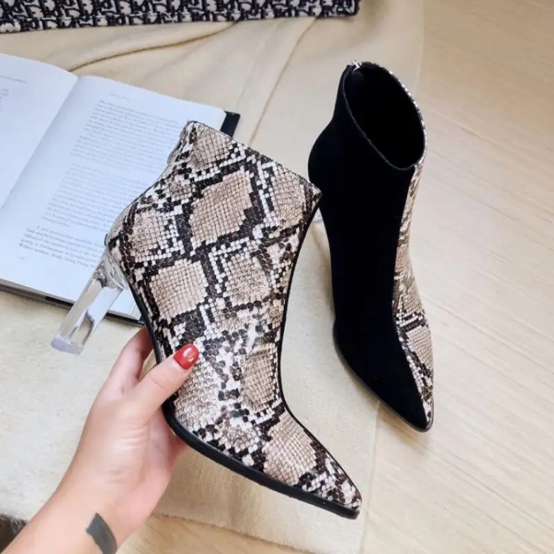 Coolcept Fashion Women Short Boots Mixed Color Snake Print Shoes Women Pointed Toe Special Heels Winter Footwear Size 34-39
Coolcept Fashion Women Short Boots Mixed Color Snake Print Shoes Women Pointed Toe Special Heels Winter Footwear Size 34-39