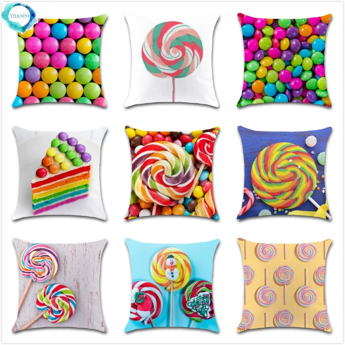 Lollipop Sweet Sugar Candy Printed Cushion Cover Home Polyester Pillow Cover 45X45CM Decorative for Chair Sofa Fundas De Cojin
Lollipop Sweet Sugar Candy Printed Cushion Cover Home Polyester Pillow Cover 45X45CM Decorative for Chair Sofa Fundas De Cojin