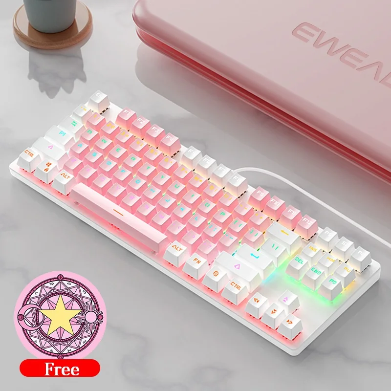 Механическая игровая клавиатура RGB с зеленым валом и милой подсветкой, маленькая портативная проводная USB-клавиатура для игр и офиса, 87 клав...
Механическая игровая клавиатура RGB с зеленым валом и милой подсветкой, маленькая портативная проводная USB-клавиатура для игр и офиса, 87 клав...