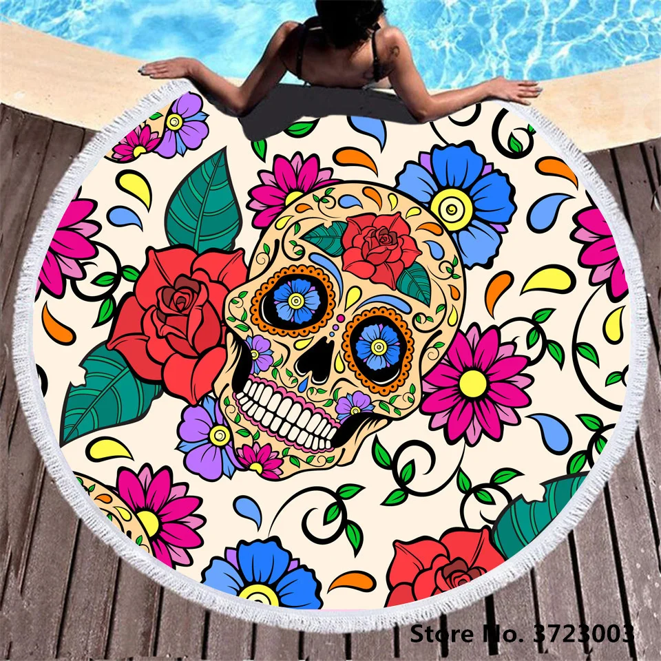 Modern Skull Flower 3D Printed Beach Towel Absorbent Soft Round Microfiber Towel Adult Kids Beach Carpet Tapestry Yoga Mat
Modern Skull Flower 3D Printed Beach Towel Absorbent Soft Round Microfiber Towel Adult Kids Beach Carpet Tapestry Yoga Mat