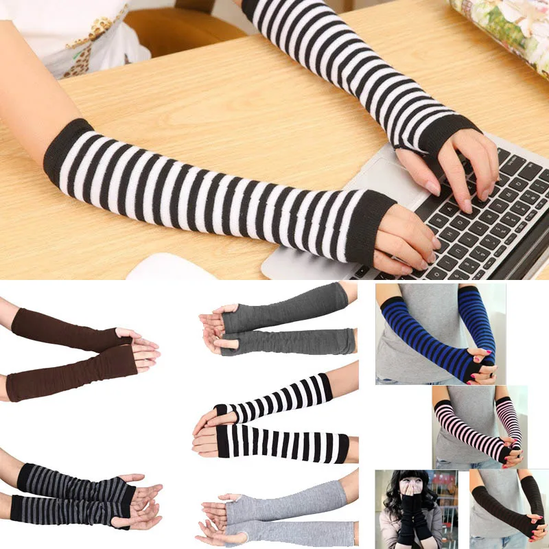 Lady Stretchy Soft Knitted Wrist Arm Warmer Long Sleeve Fingerless Gloves Striped NOV99
Lady Stretchy Soft Knitted Wrist Arm Warmer Long Sleeve Fingerless Gloves Striped NOV99