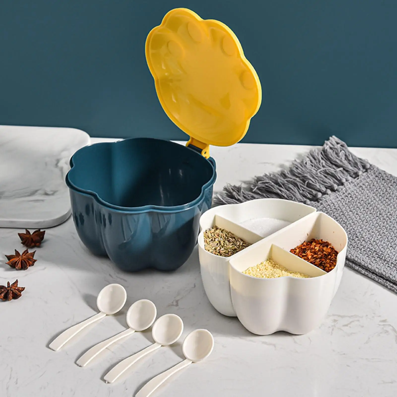 Spice Jar Seasoning Box Kitchen Spice Storage Jars Creative Cat Paw Detachable 4 Grids Pressing Lid Seasoning Box with Spoons
Spice Jar Seasoning Box Kitchen Spice Storage Jars Creative Cat Paw Detachable 4 Grids Pressing Lid Seasoning Box with Spoons