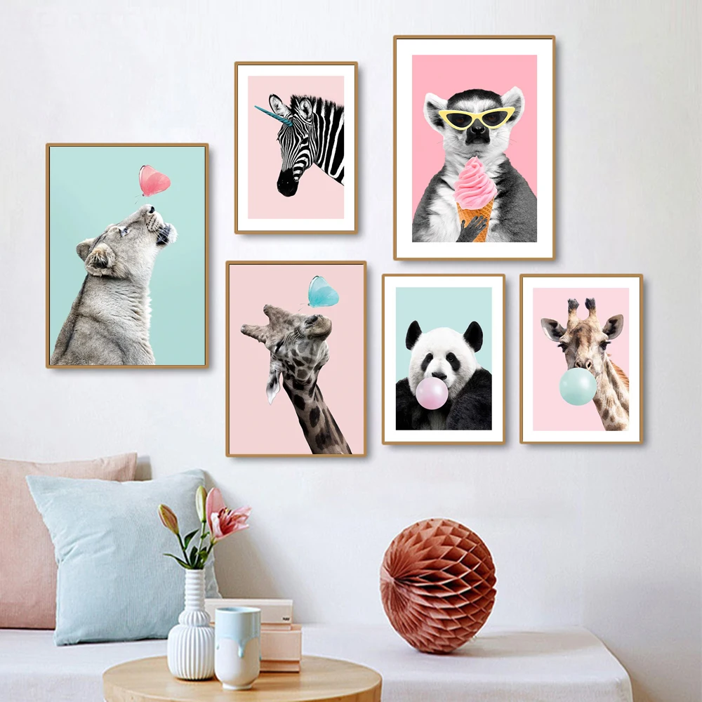 Baby Nursery Wall Art Cute Cartoon Animal Pictures Bubblegum Giraffe Panda Posters Zeabra Canvas Painting For Kid Bedroom Decor
Baby Nursery Wall Art Cute Cartoon Animal Pictures Bubblegum Giraffe Panda Posters Zeabra Canvas Painting For Kid Bedroom Decor