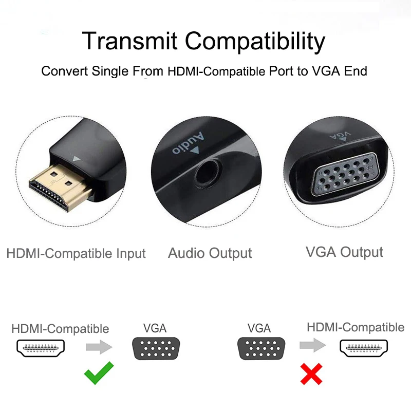 HDMI-Совместимость с VGA папа к женскому сплиттер PS4 ТВ коробка aux аудио разъем 3 5