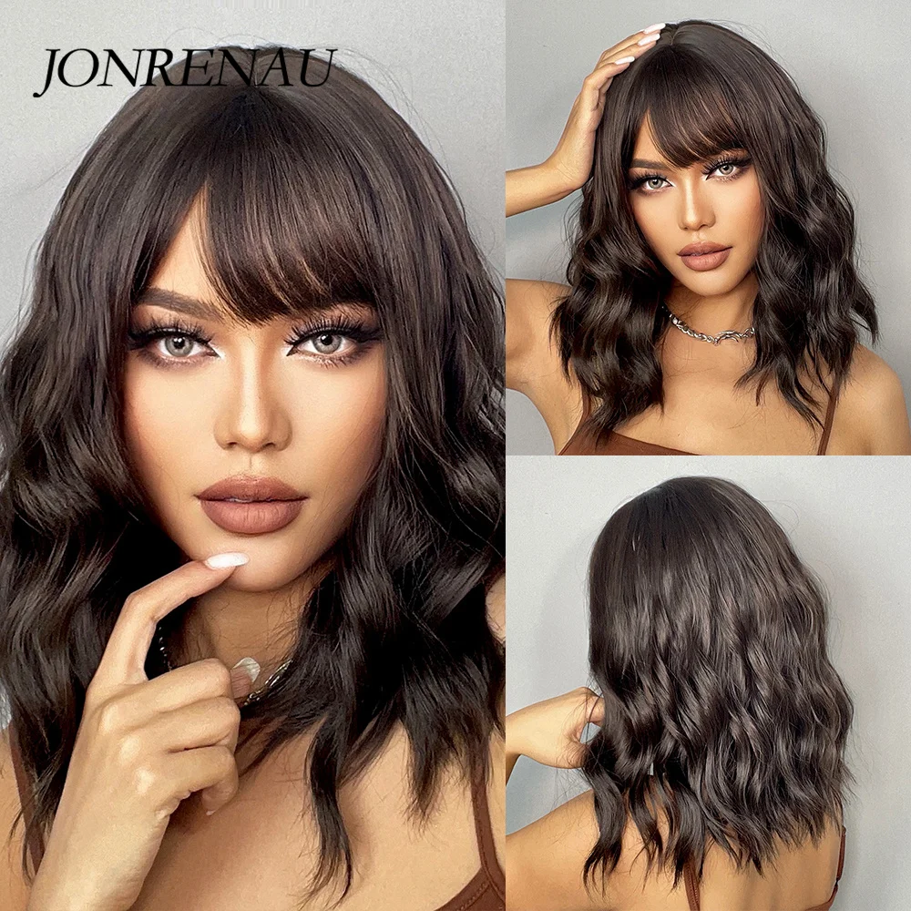 JONRENAU Middle Short Wavy Wig for Women Synthetic Wigs with Bangs Shoulder Length Black Hair Heat Resistant Fiber Daily hair
JONRENAU Middle Short Wavy Wig for Women Synthetic Wigs with Bangs Shoulder Length Black Hair Heat Resistant Fiber Daily hair